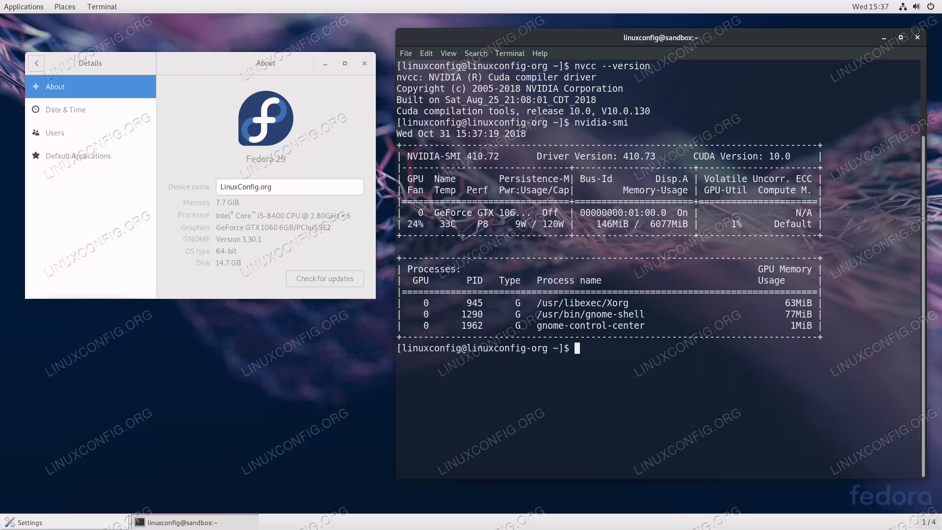 NVIDIA CUDA Toolkit on Fedora 28 Linux