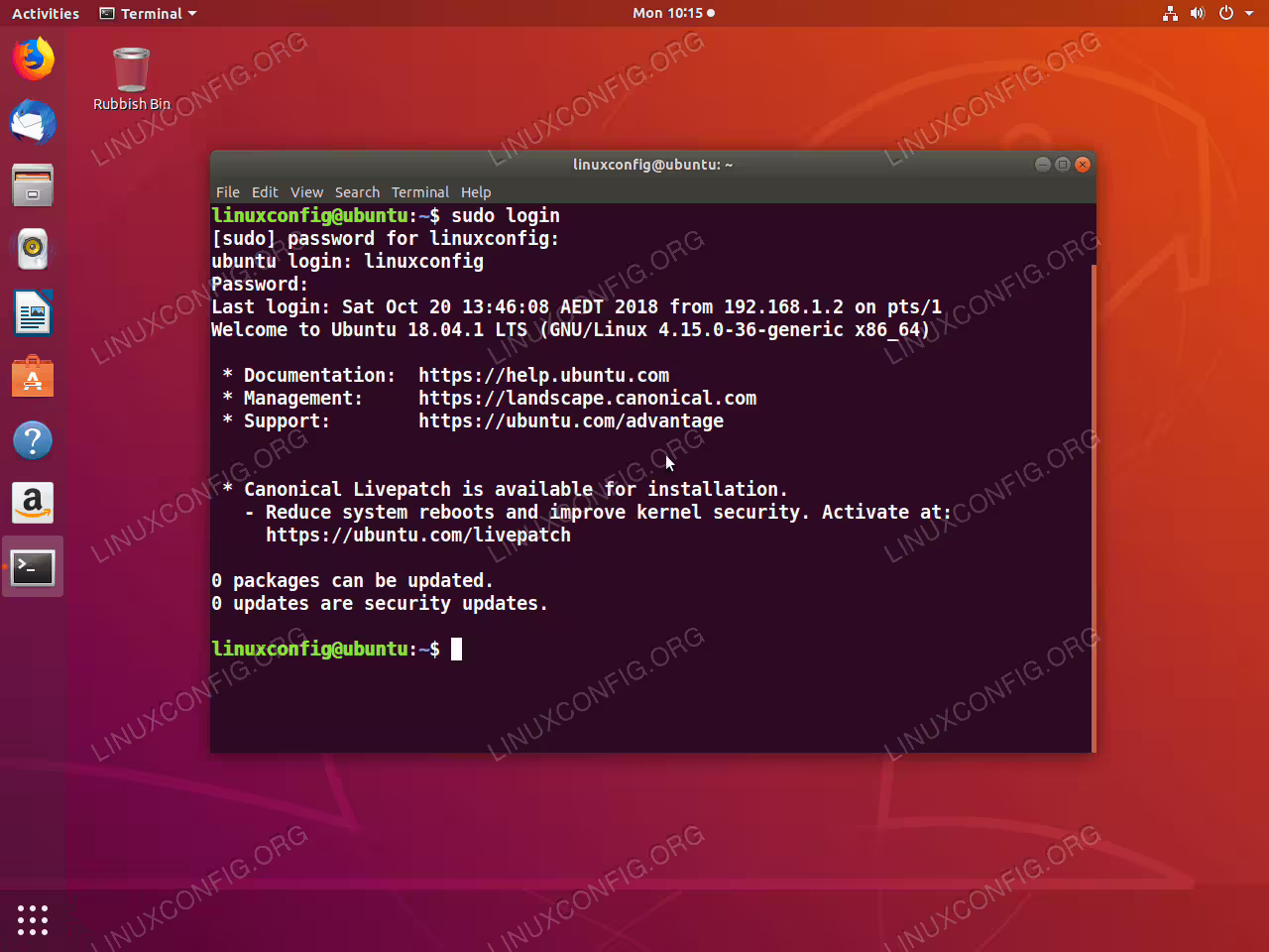 Ubuntu 18.04 MOTD message after user login