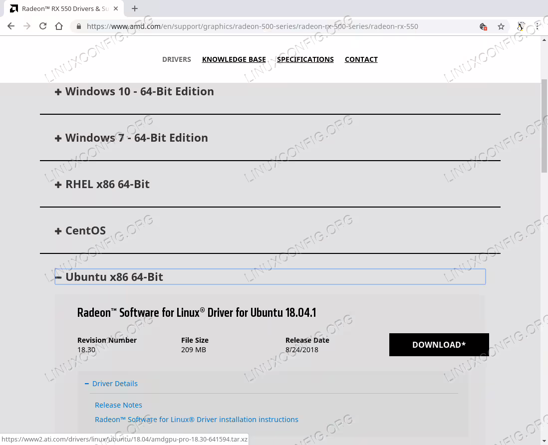 Official AMD driver download page