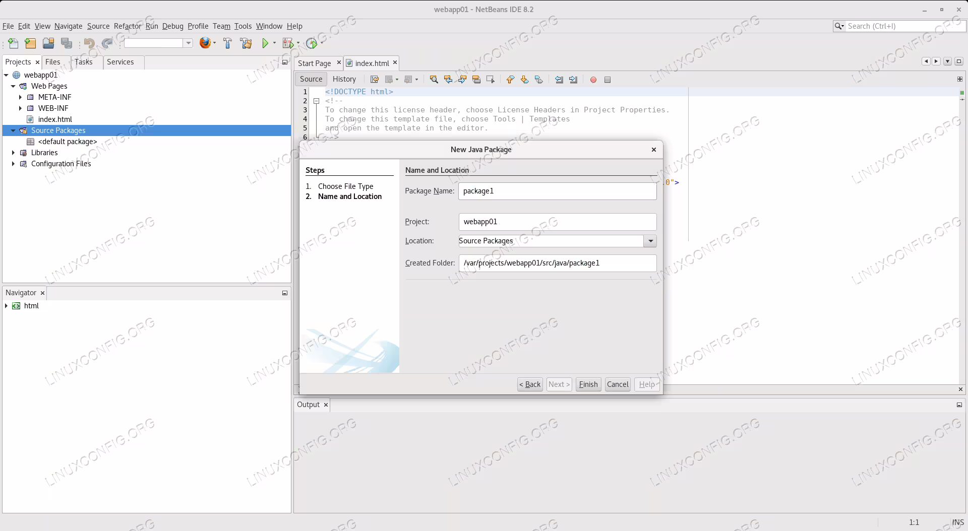 Naming the new package in Netbeans
