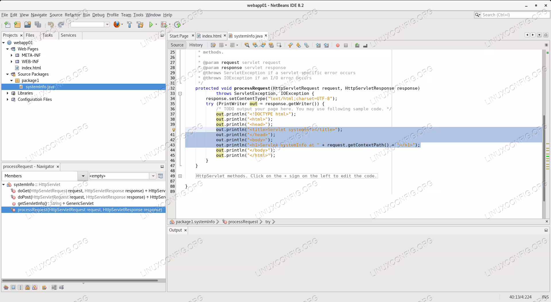 Replace code of template in Netbeans