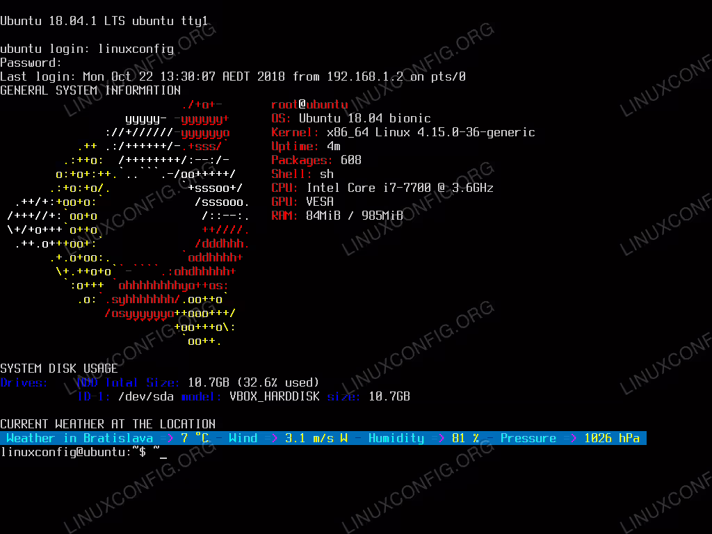 Custom Message Of The Day information on Ubuntu 18.04 Server