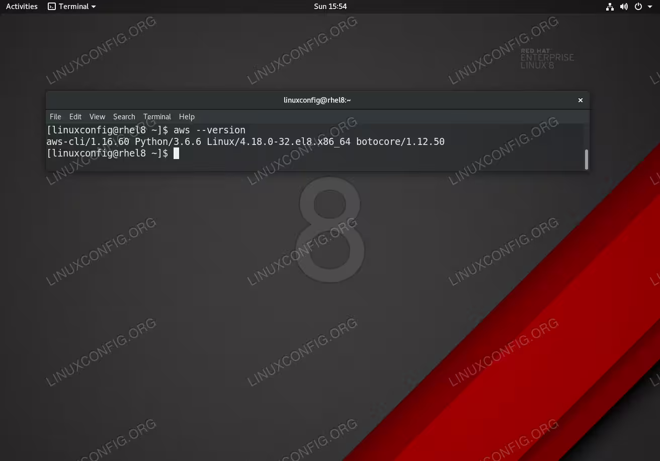 Checking version of installed AWS CLI tools on RHEL 8
