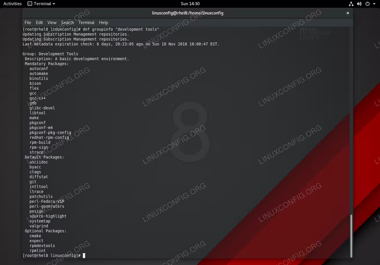 List of packages within the