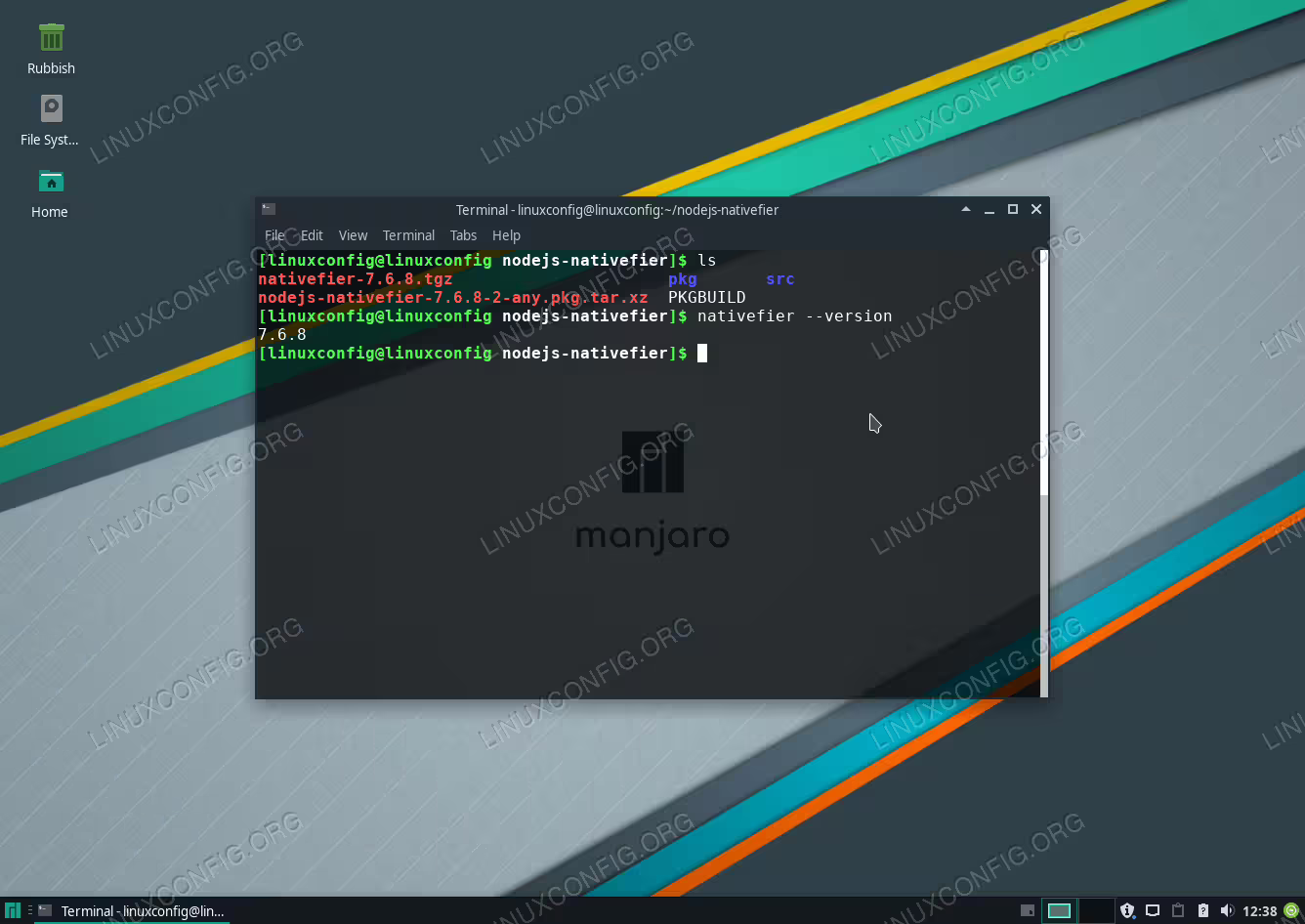 nodejs-nativefier package build on Manjaro 18 Linux