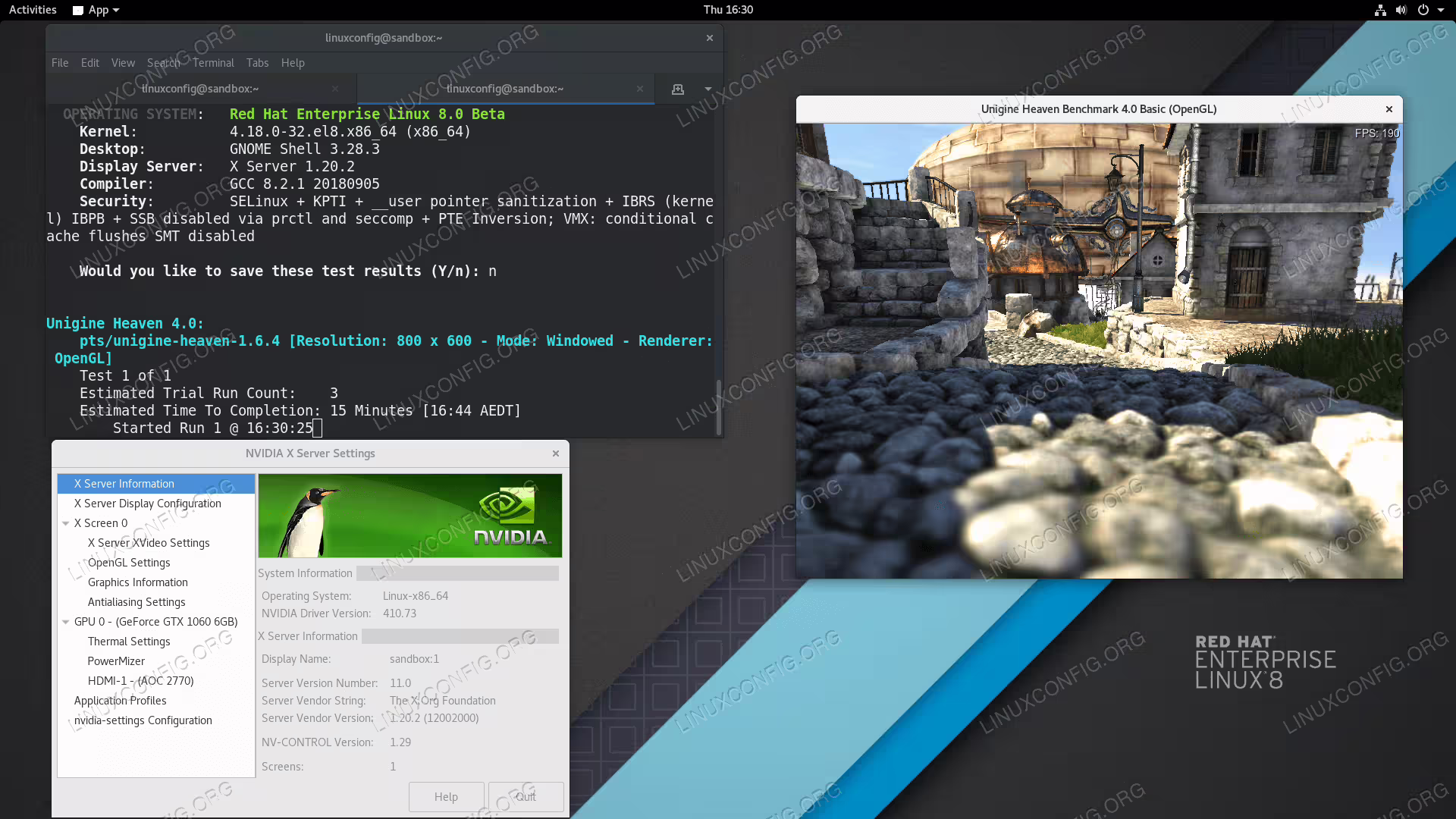 Installed Nvidia drivers on RHEL 8 Linux GNOME Workstation