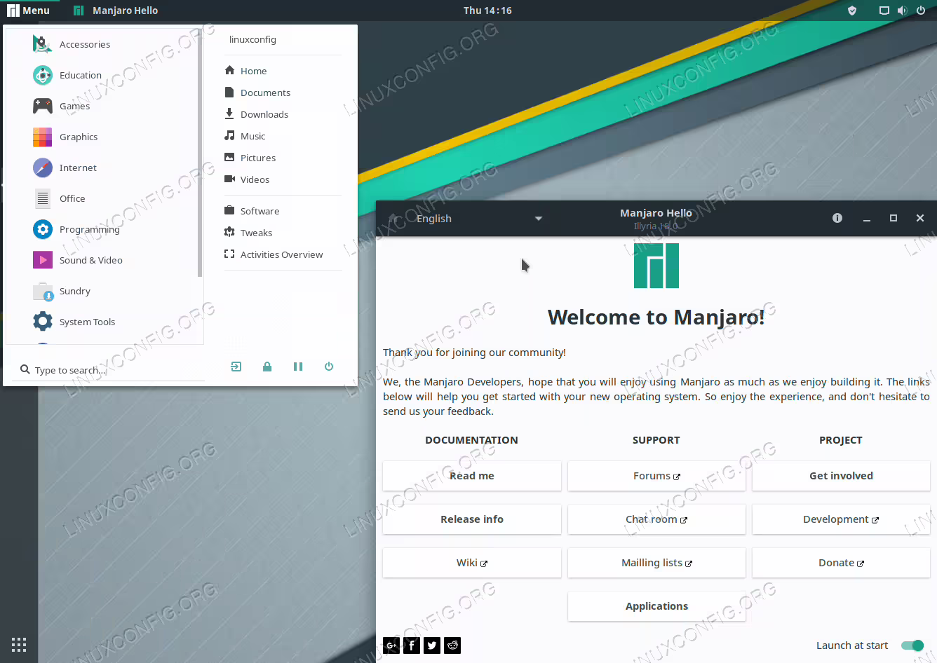 GNOME desktop on Manjaro Linux 18