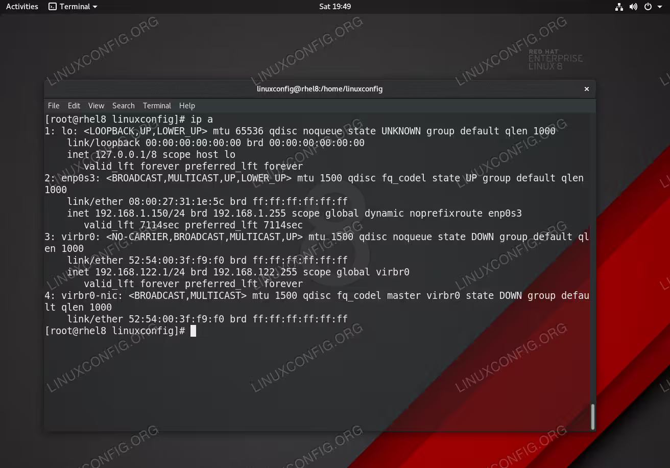 Disabled IPv6 network addresses on RHEL 8 Linux Server/Workstation