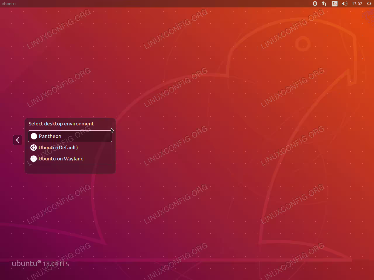 Select Pantheon desktop before login in