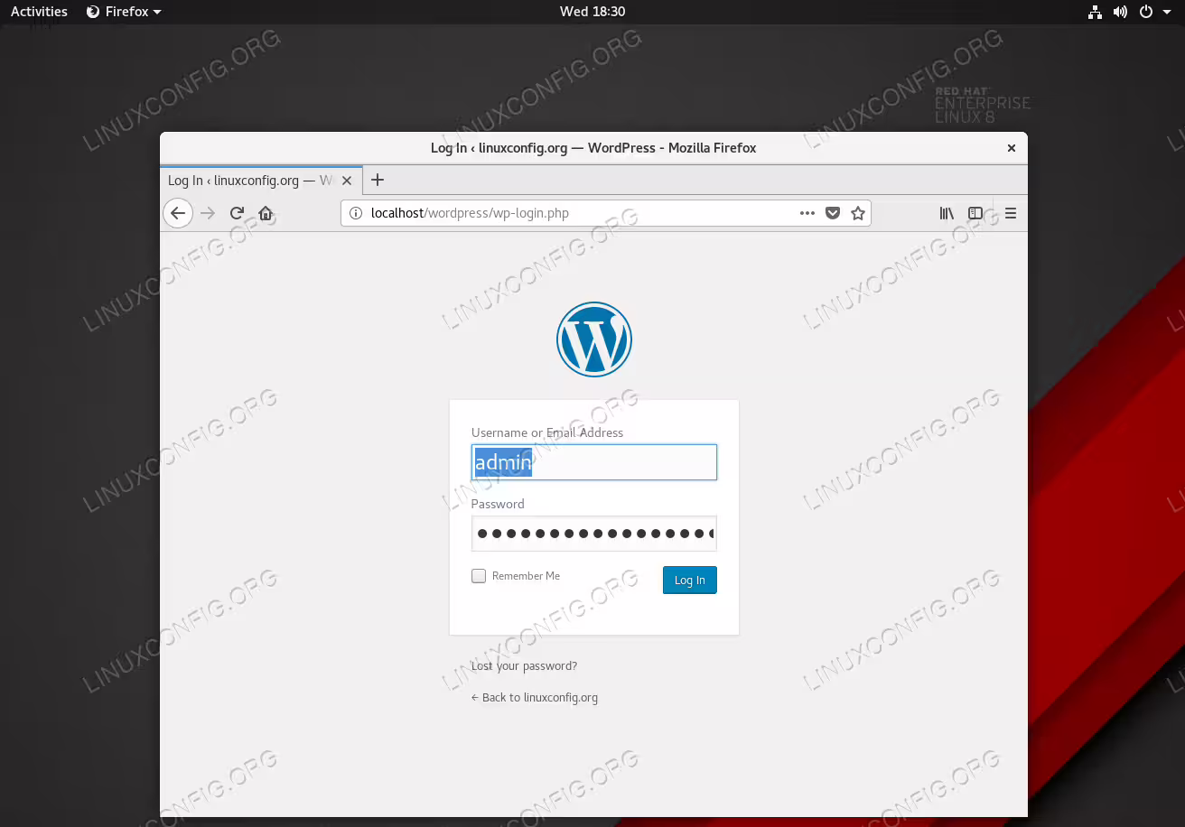 Login with your new user credentials.
