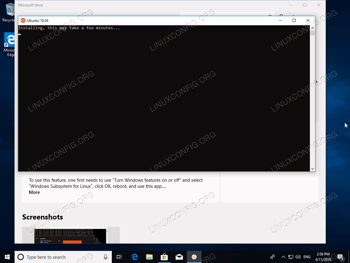 Sit back and wait for Ubuntu 18.04 to install