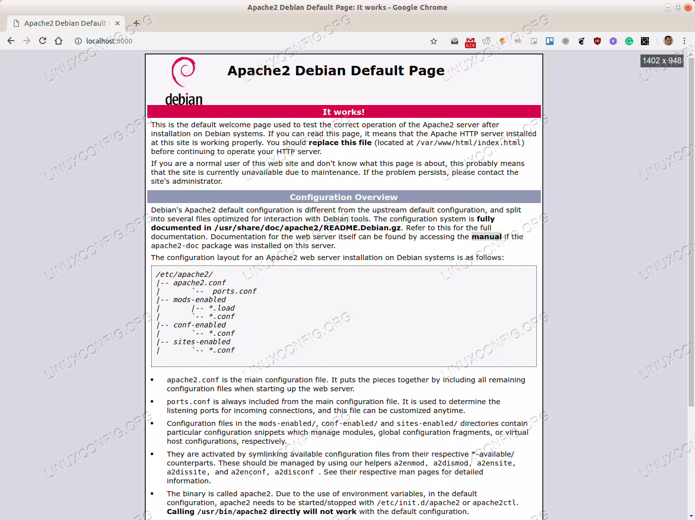 Apache Debian default page