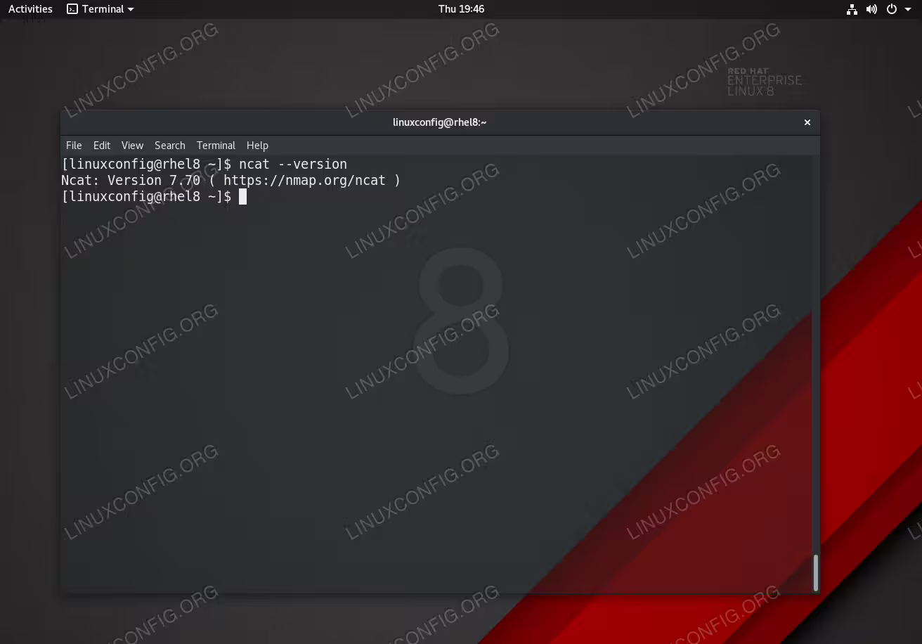 Ncat command on RHEL 8 Linux Server/Workstation.