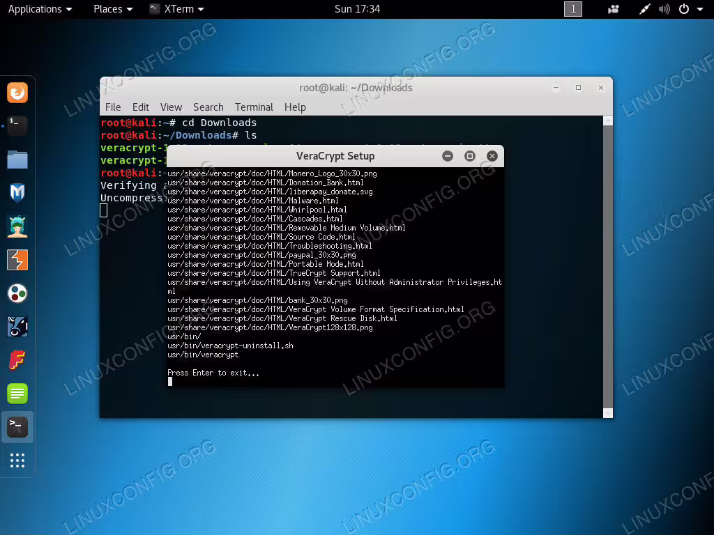 VeraCrypt Install Complete on Kali Linux