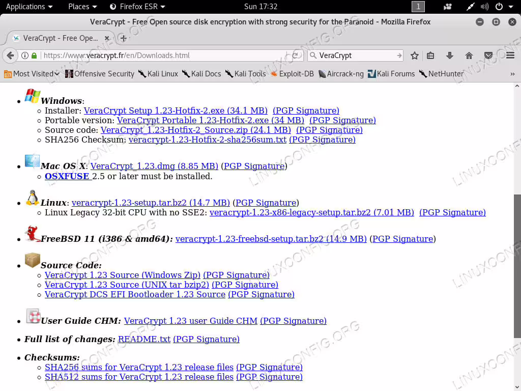 Download VeraCrypt on Kali Linux