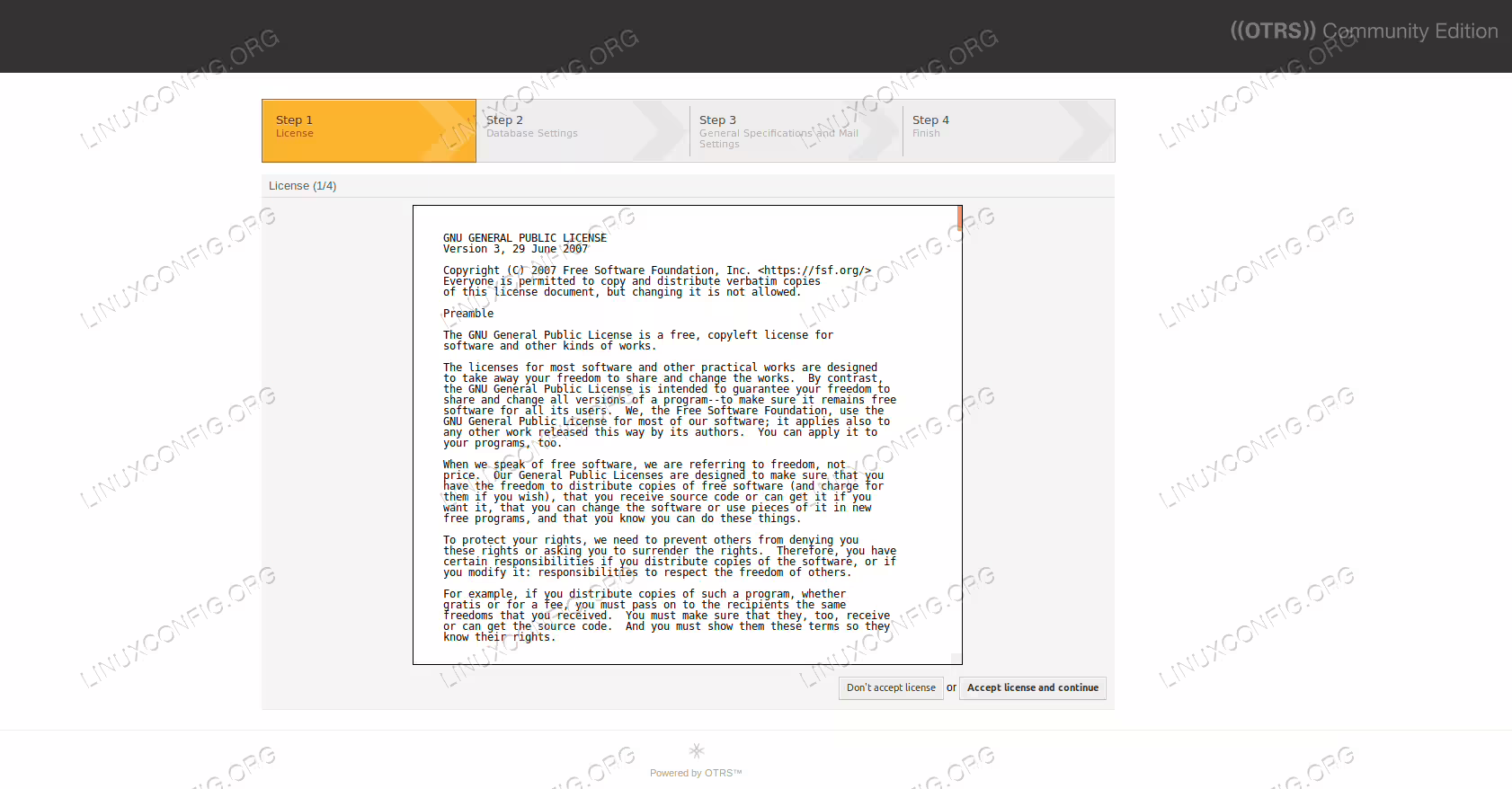 OTRS License Agreement.