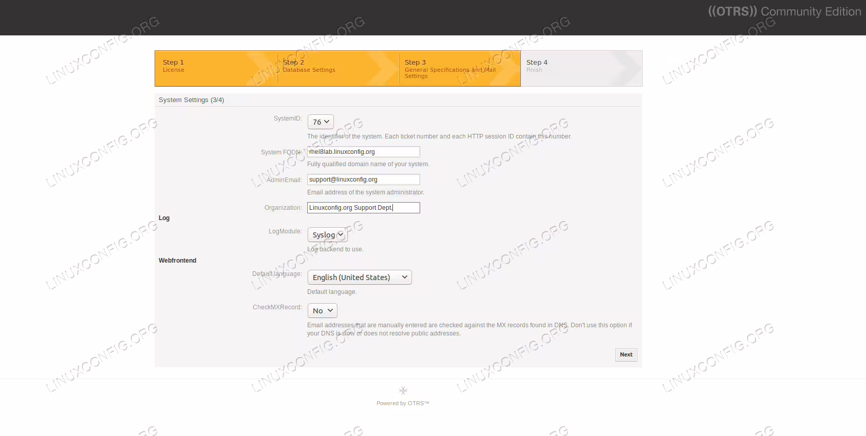 General information page.