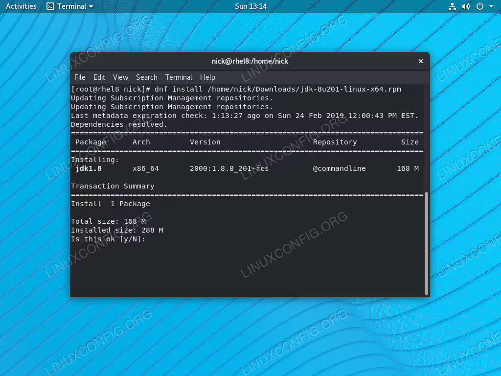Install Java 8 JDK on RHEL 8