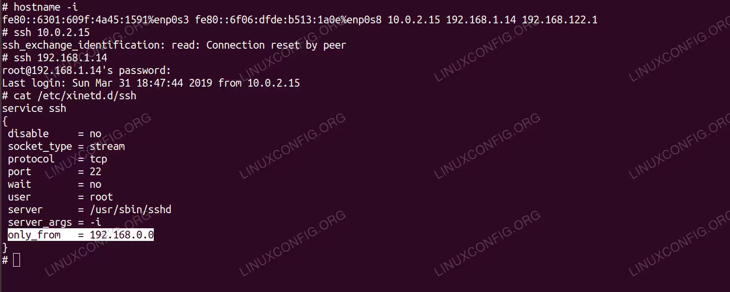Allowing access from a certain network segment to sshd.