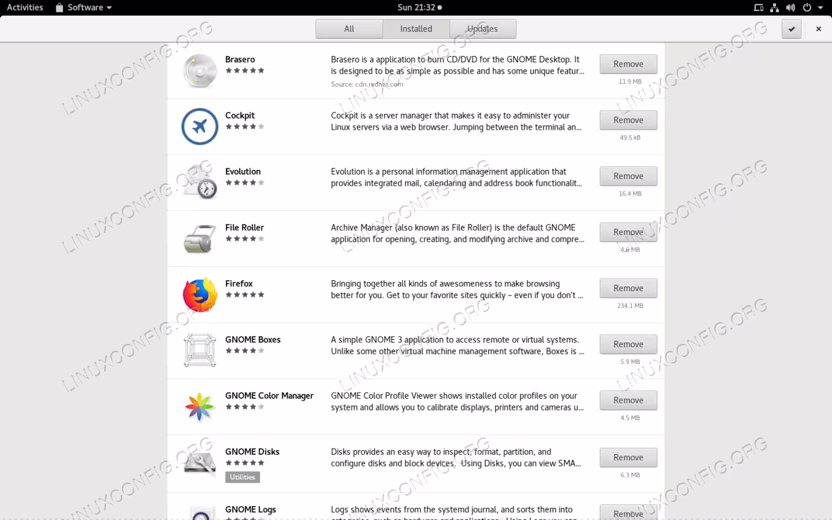 Software lists installed applications but not their dependencies and package names