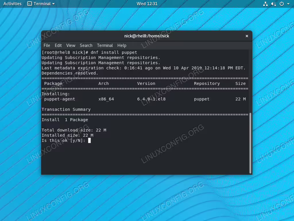 Install Puppet Client on RHEL 8