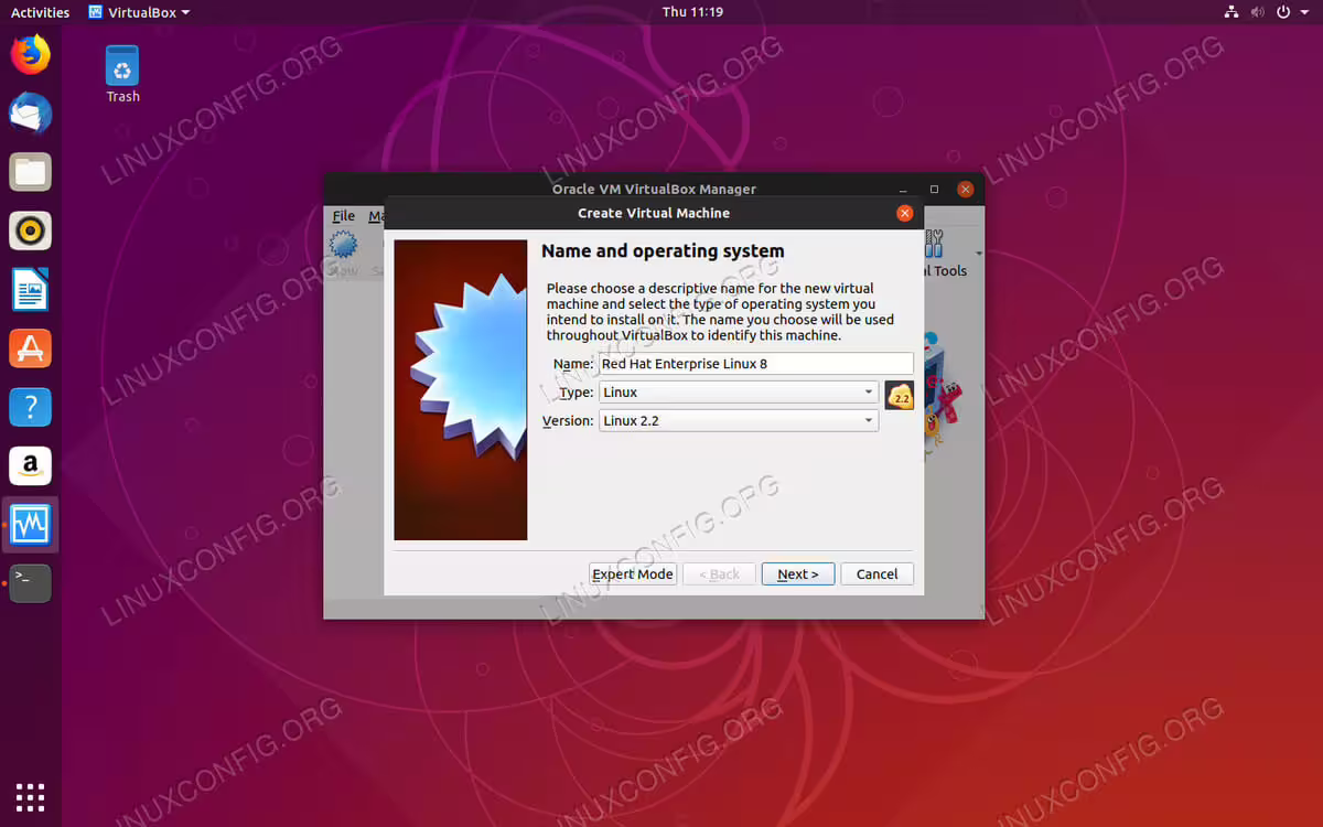 Set OS Type on VirtualBox
