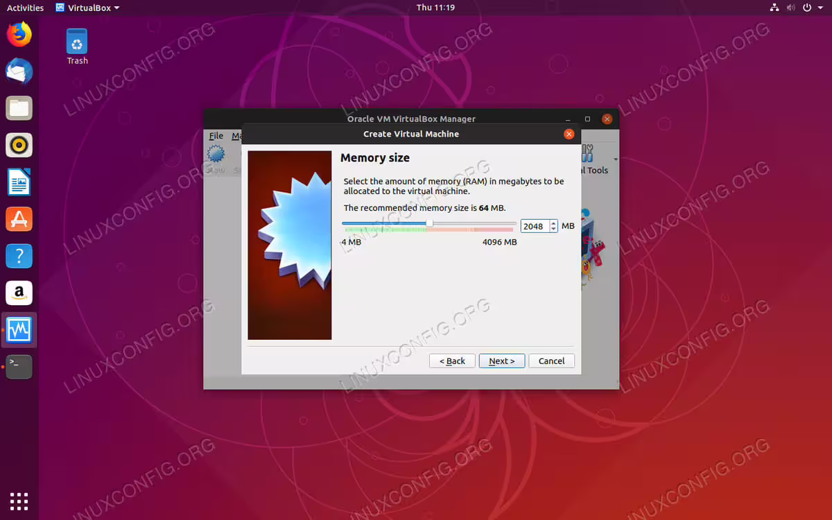 Set RAM Amount on VirtualBox