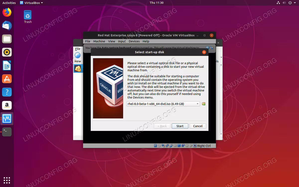 Select the ISO on VirtualBox