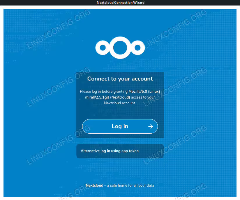 Sign in to Server With Nextcloud Client on Debian 10
