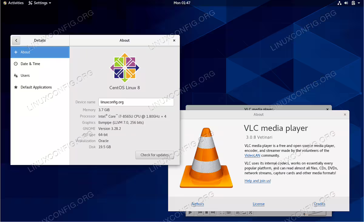 VLC Player messenger on CentOS 8 / RHEL 8 Linux