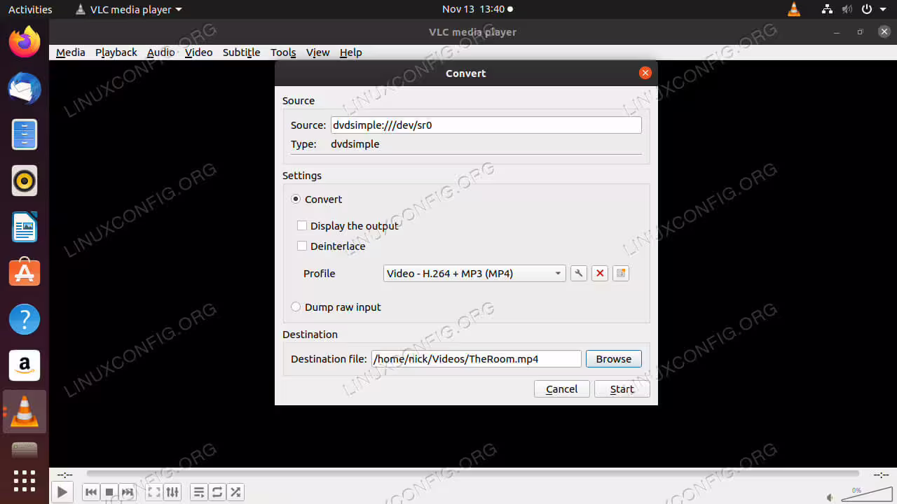 File Output Options on VLC