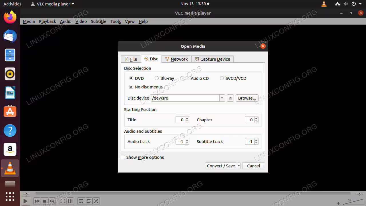 Convert and Save Options on VLC