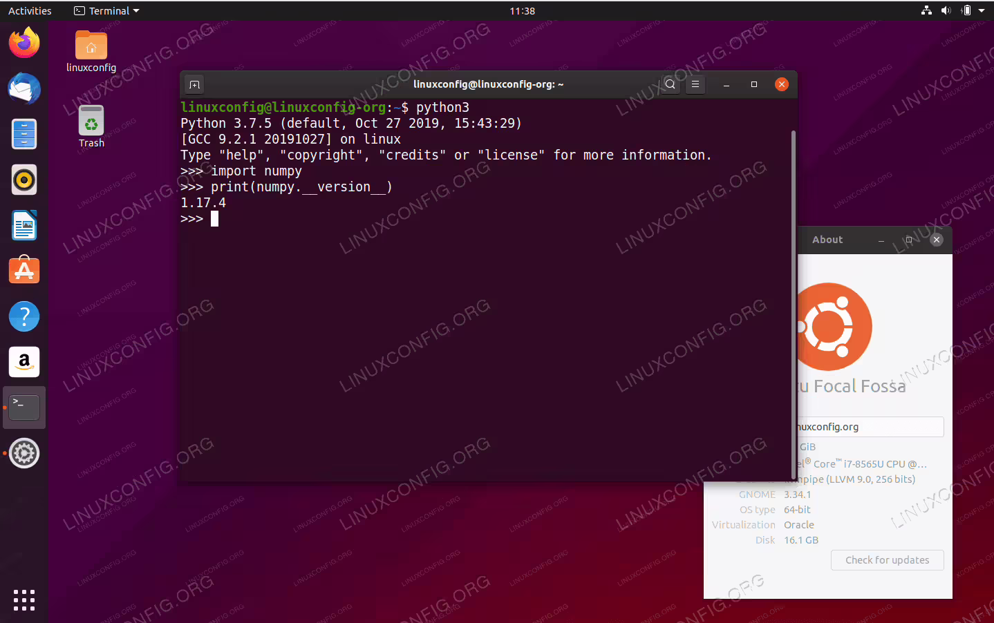 Numpy on Ubuntu 20.04 Focal Fossa Linux