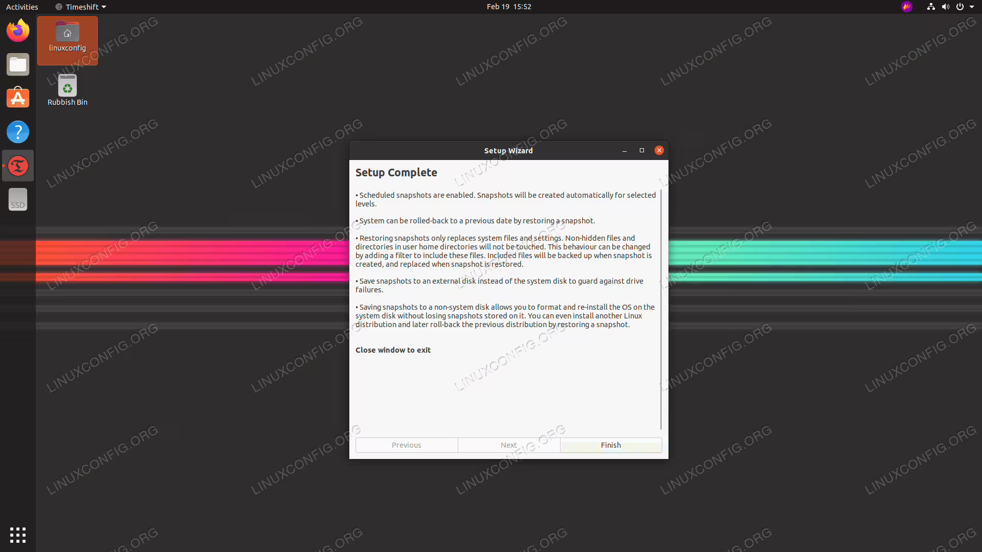 This will conclude your initial backup schedule setup