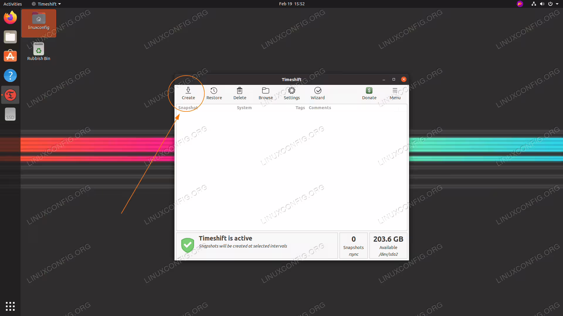 perform the previously predefined backup now