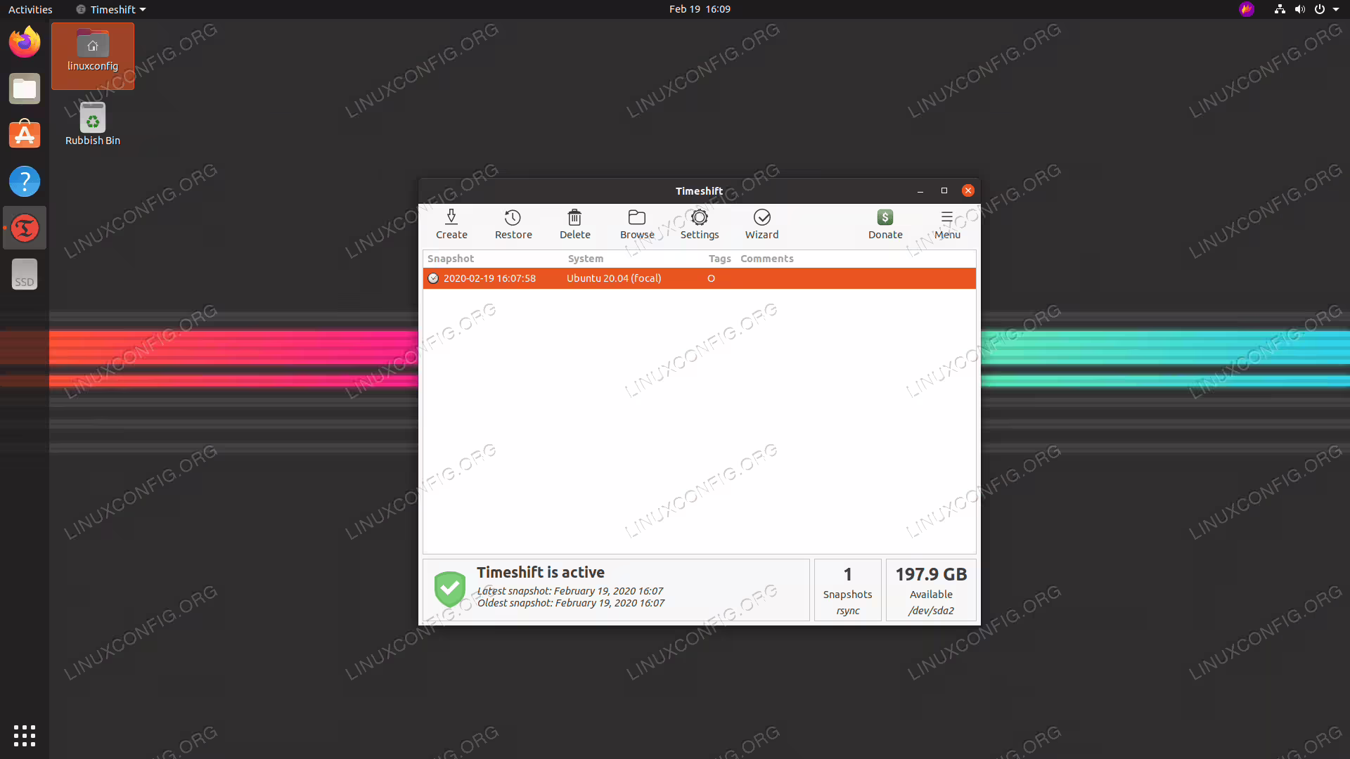 first system backup snapshot ready
