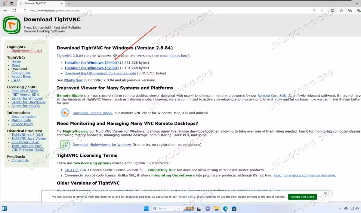 Downloading Tight VNC on Windows