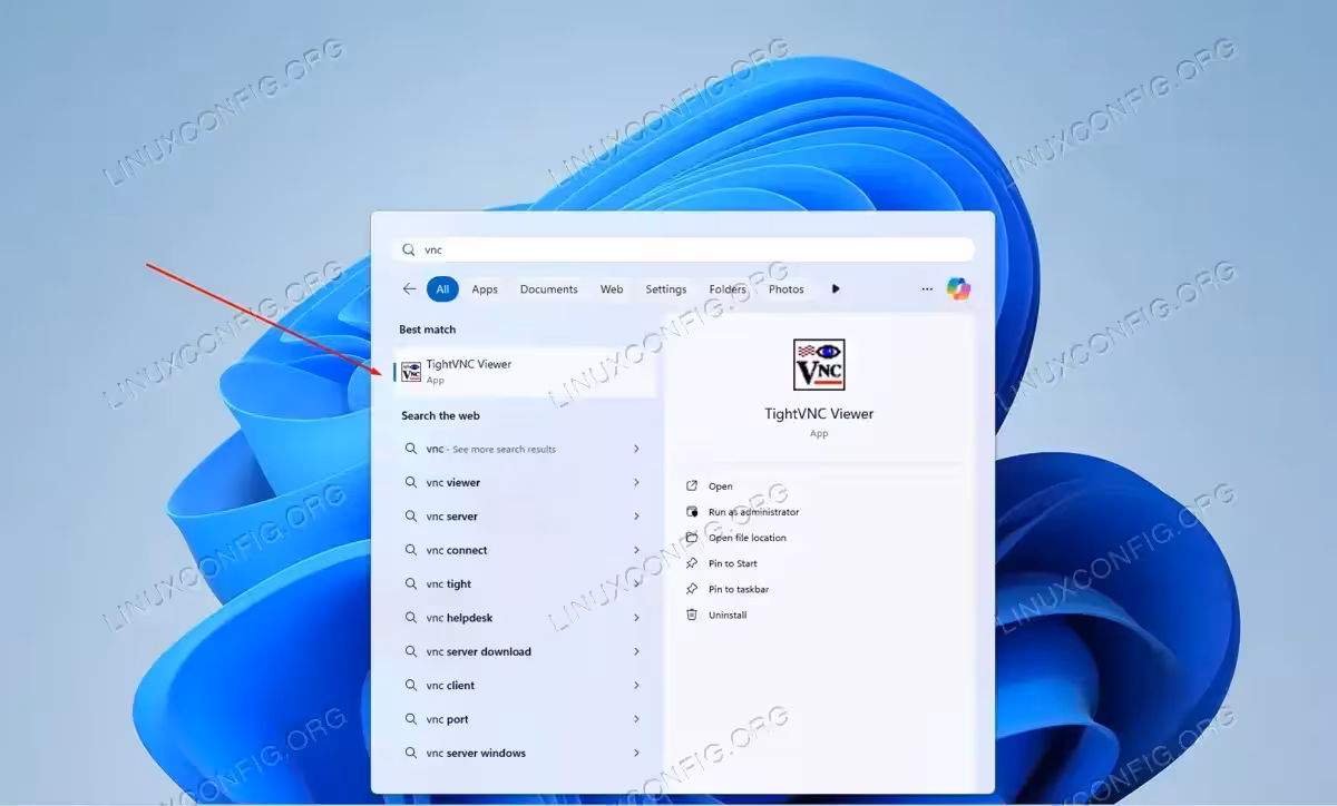 Opening VNC viewer