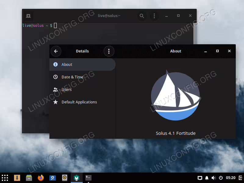 Solus Linux running Budgie desktop environment