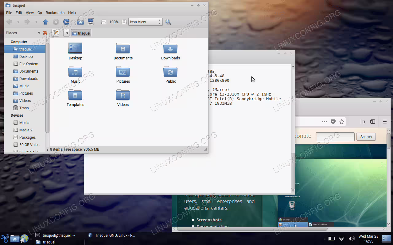 Trisquel LiGNUx running MATE desktop environment