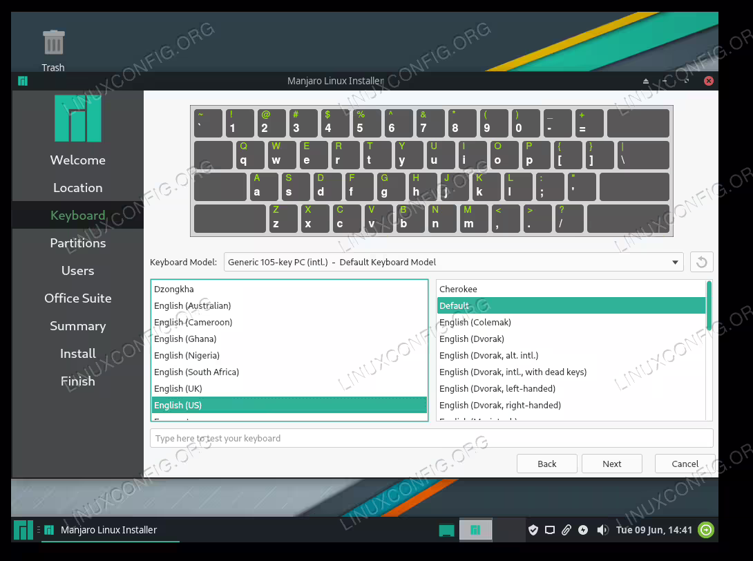 Select your keyboard layout