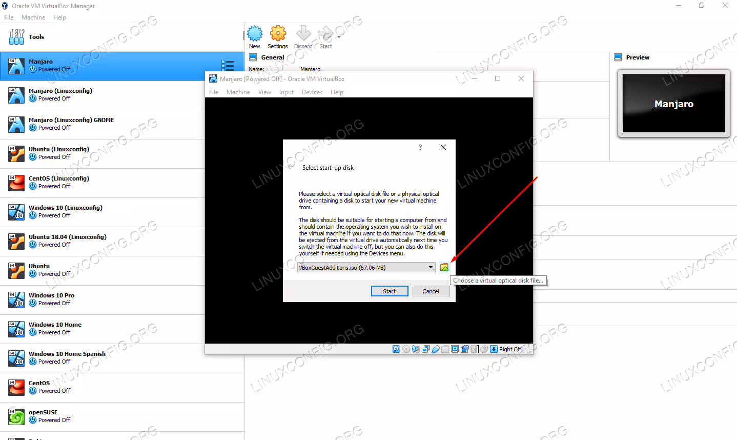 Choose a virtual optical disk file