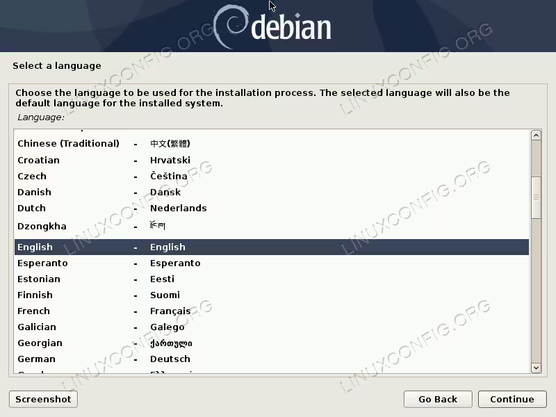 Debian graphical installer debian-installer