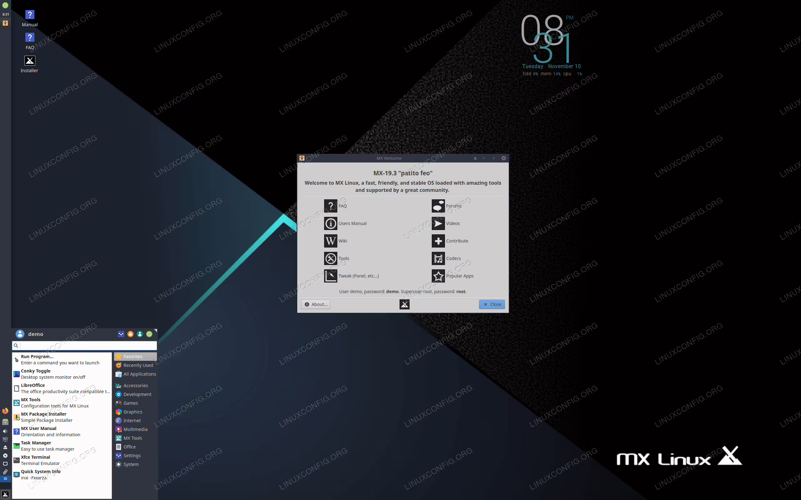 MX Linux Xfce desktop