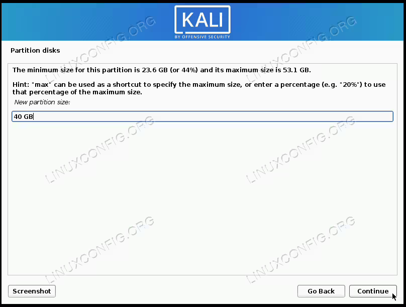 Enter the new size that you want your Windows partition to be