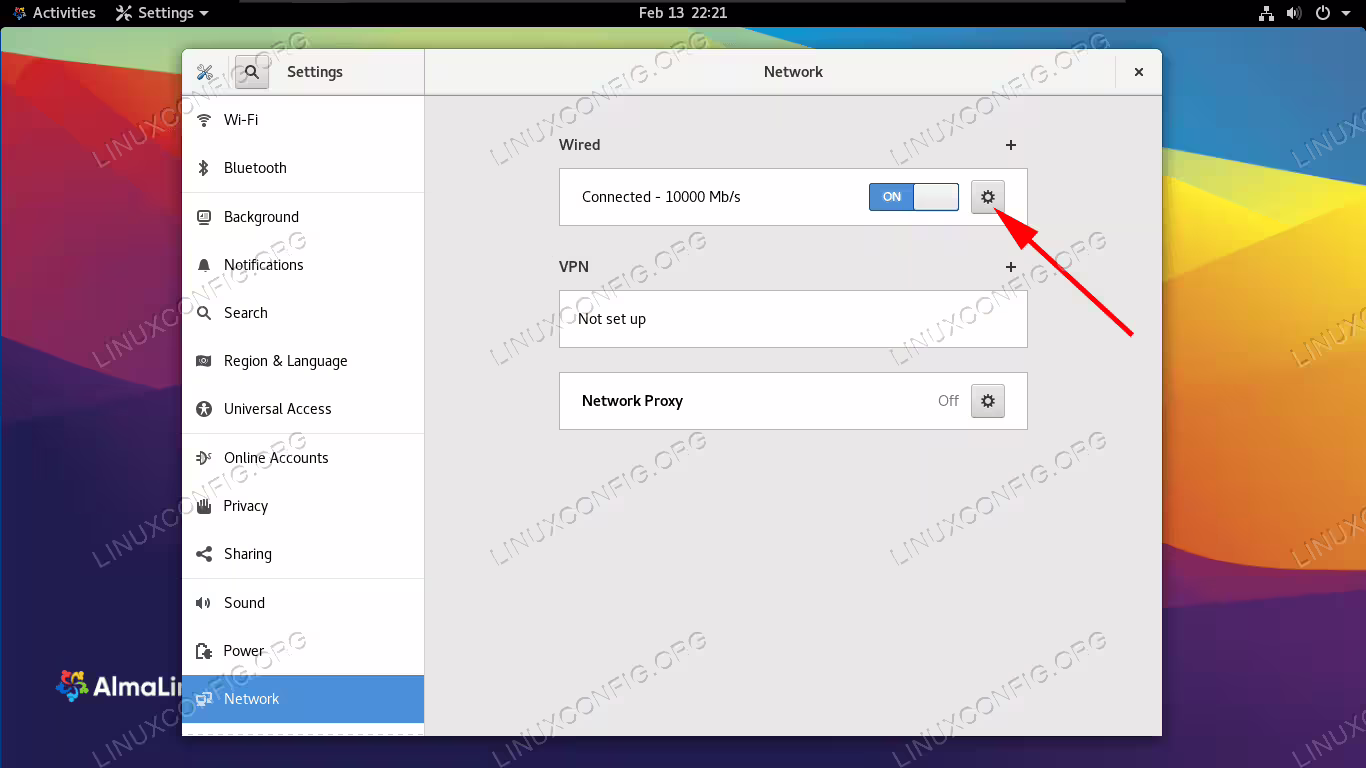 Open the settings for the interface you wish to configure