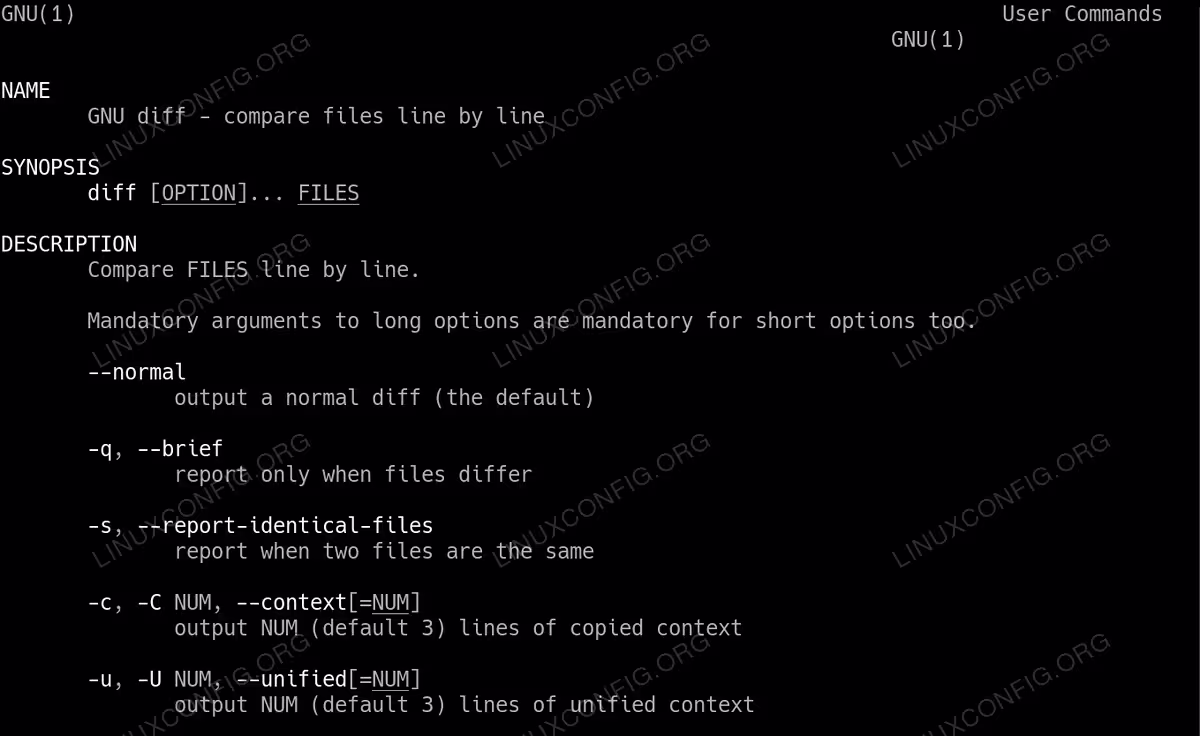 How to compare files using diff
