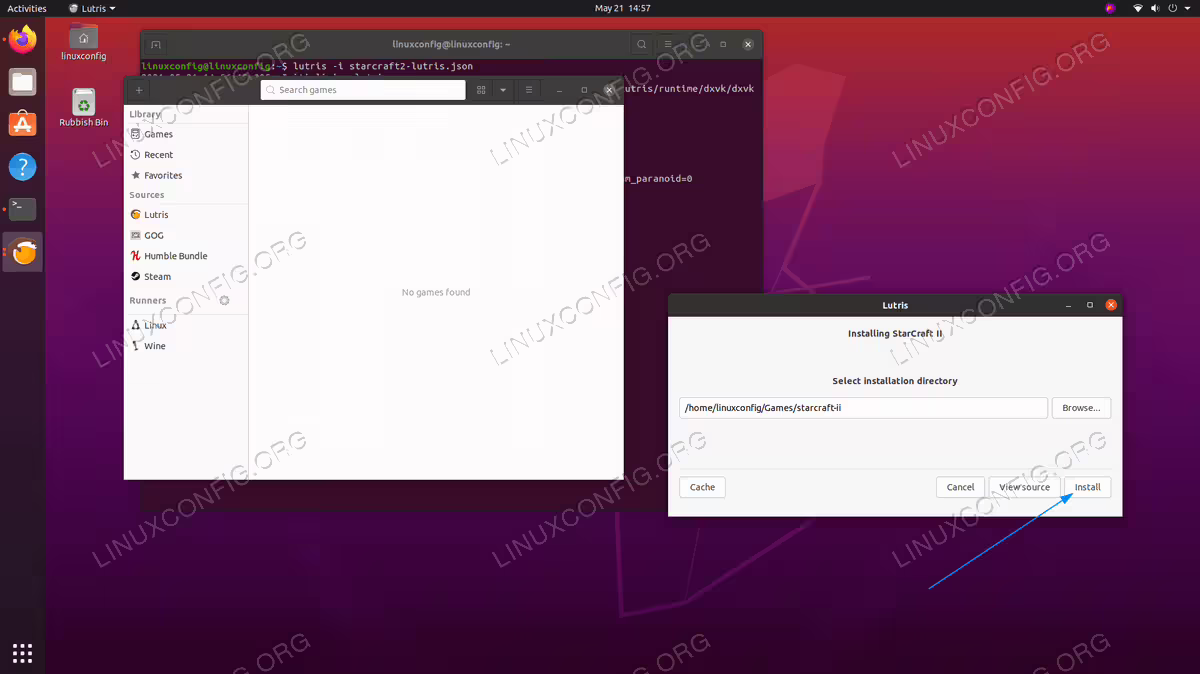 Select location and click Install