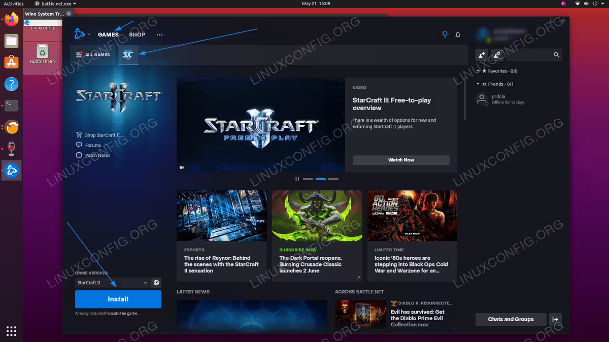 Locate the Starcraft 2 in the Battle.net store and begin the installation.