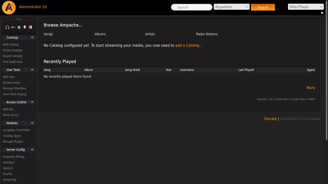 The Ampache main page